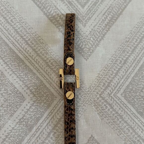 Tory Burch Brown/Tan Animal Print Leather w/ Gold Grommets Double Wrap Bracelet - Picture 4 of 8